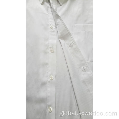 China Polyester Cotton White Jacquard Long-sleeved Shirt for Men Supplier